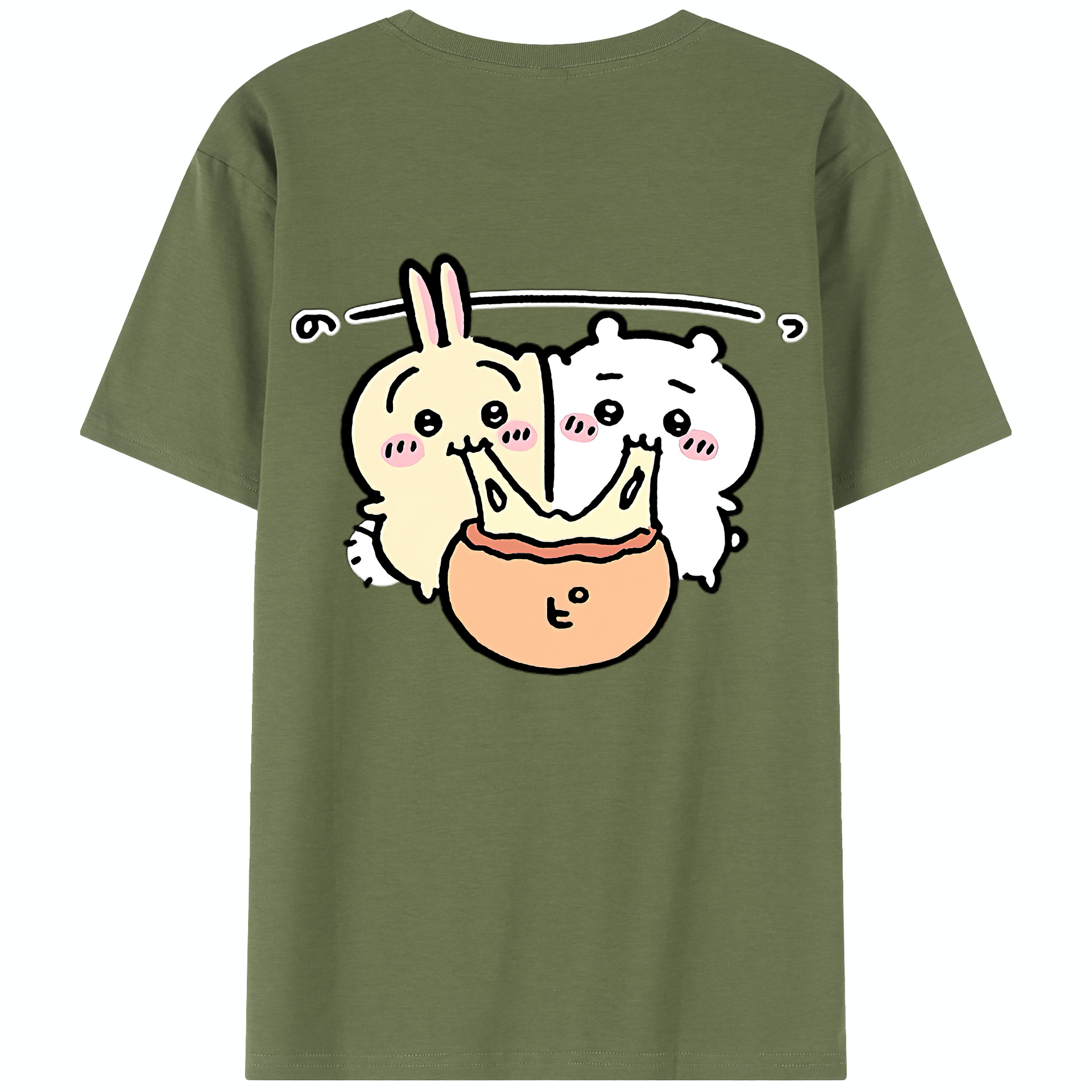 （画像用） ちいかわ うさぎ Chii-kawa usagi 綿100％半袖Tシャツ（背面プリント）